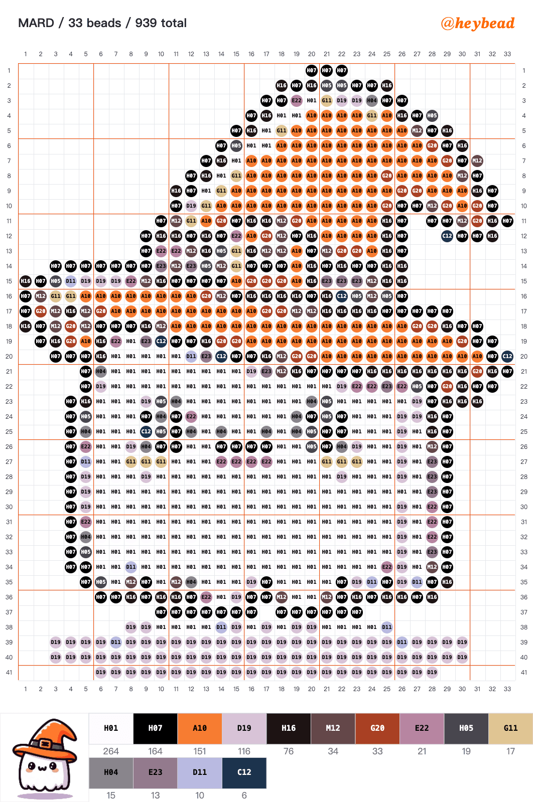 Cute ghost wearing orange witch hat.